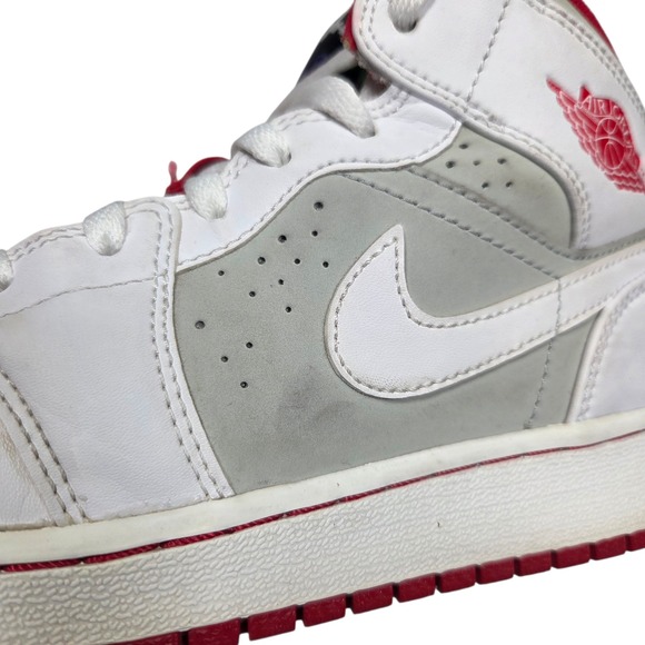 Jordan 1 Mid Hare GS 5Y White Grey Red 719554-123 Bugs Bunny Basketball Shoes - Picture 13 of 16